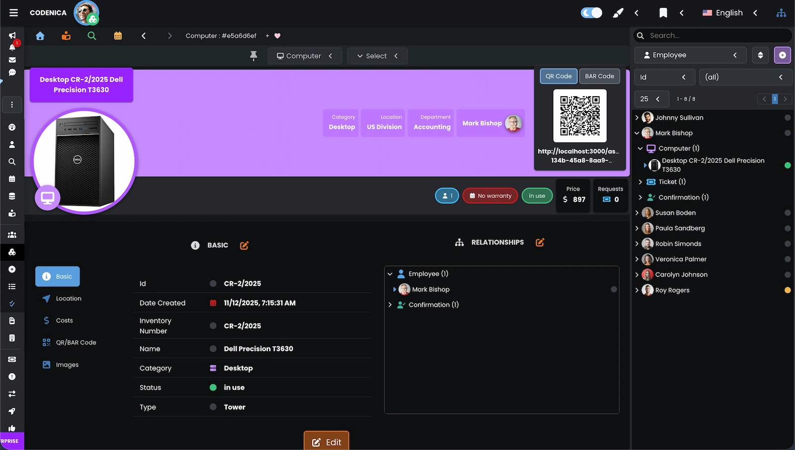 Screenshot illustrating the table view layout.