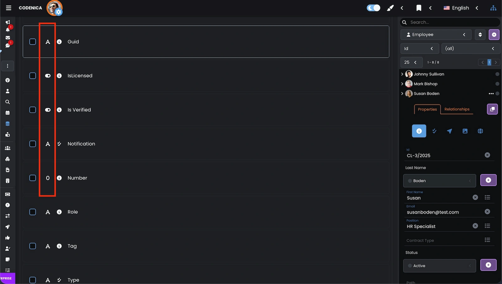 Custom field creation window in Codenica ITSM + ITAM.