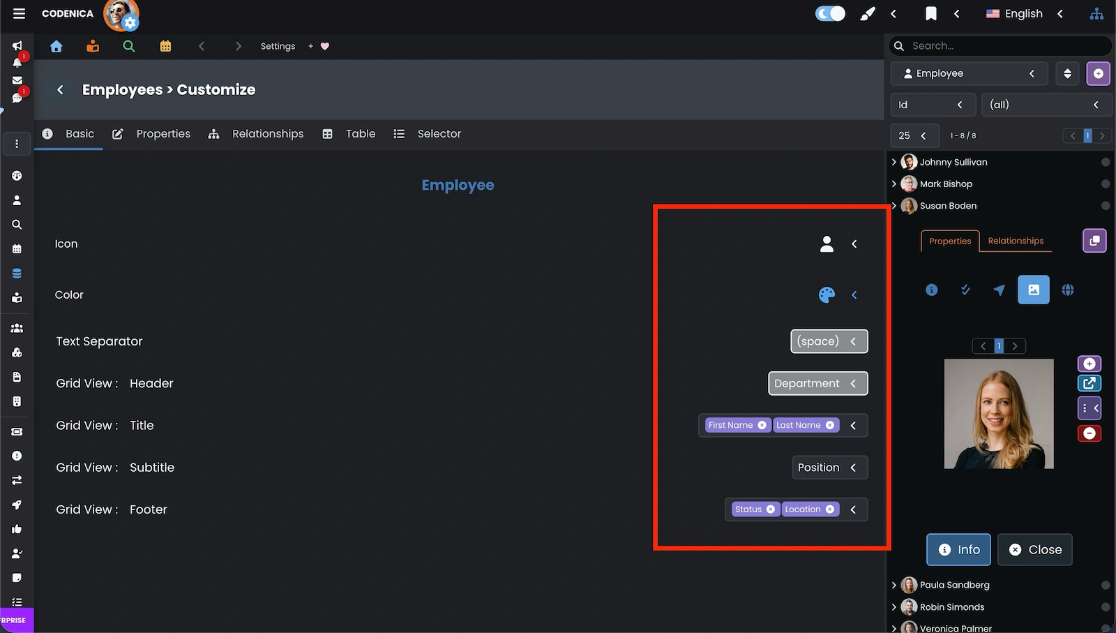 Employee / Client item view configuration in Codenica ITSM + ITAM