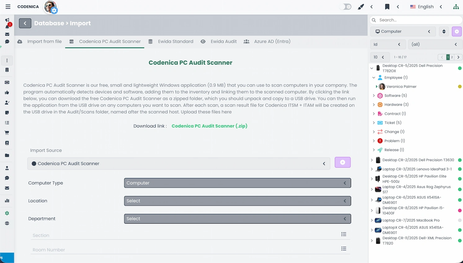 Importing computer scan data into Codenica ITSM + ITAM