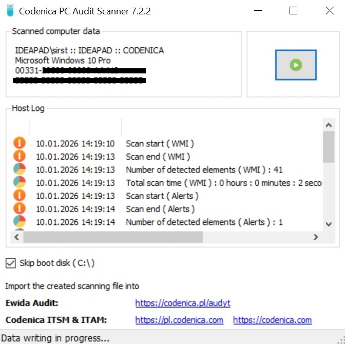 Codenica PC Audit Scanner - darmowy program do bezagentowego skanowania komputerów PC