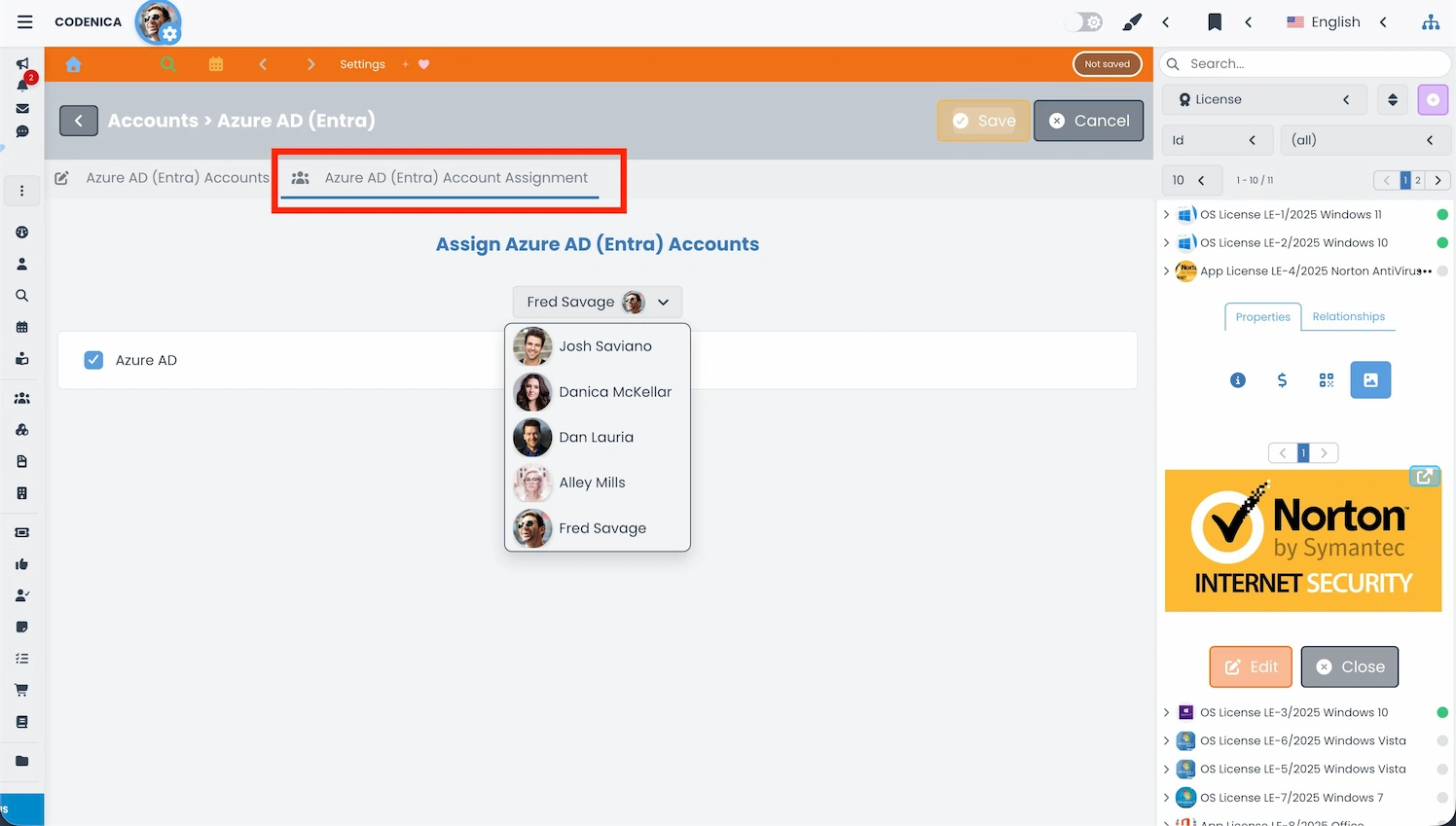 User import screen from Azure Entra ID using an assigned OAuth2 configuration