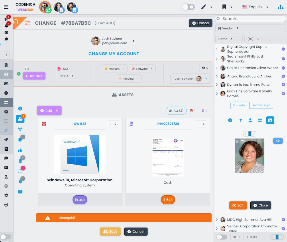 The screen illustrates an asset and its associated documents.