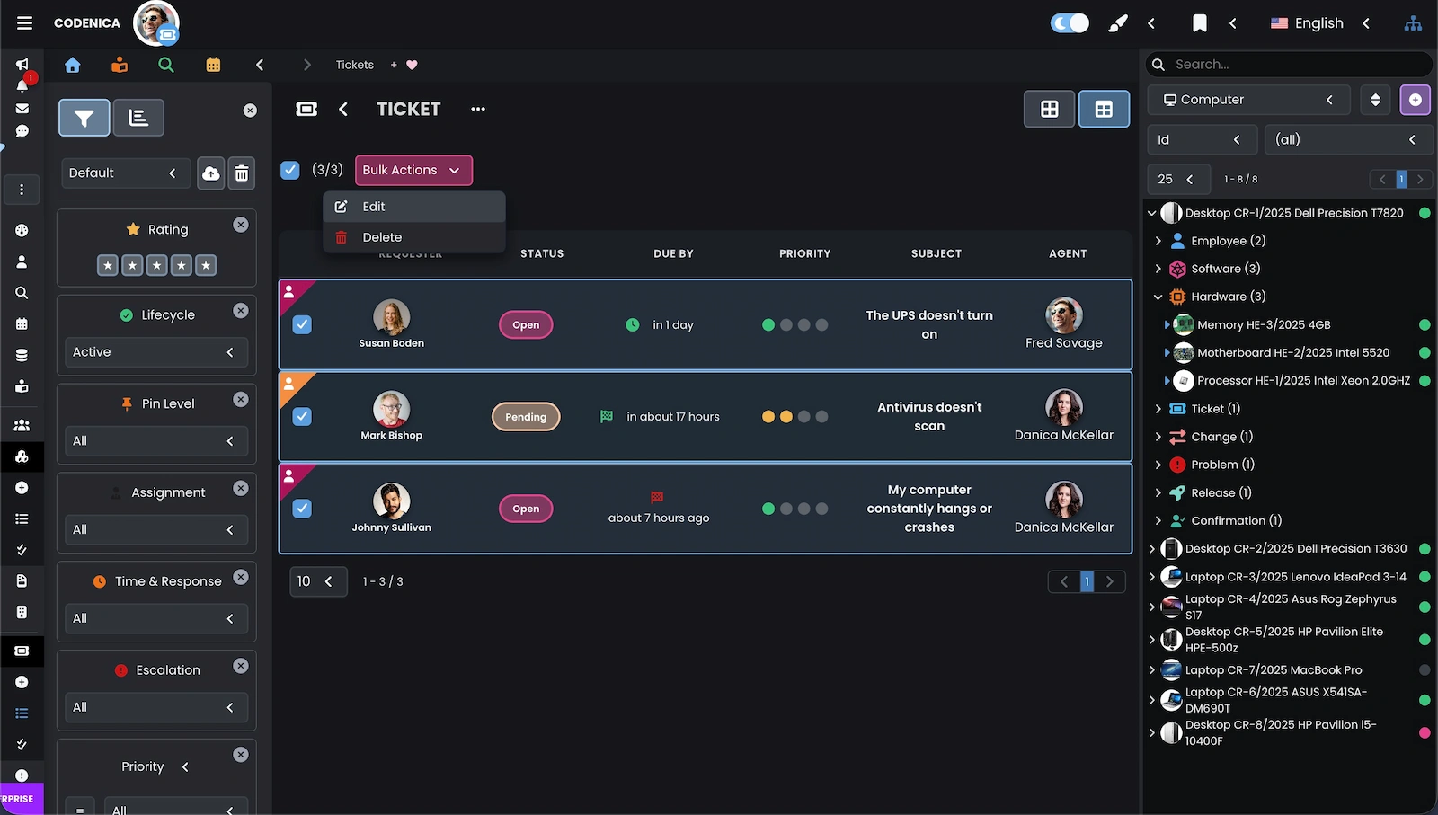 Screenshot illustrating bulk editing of multiple items.