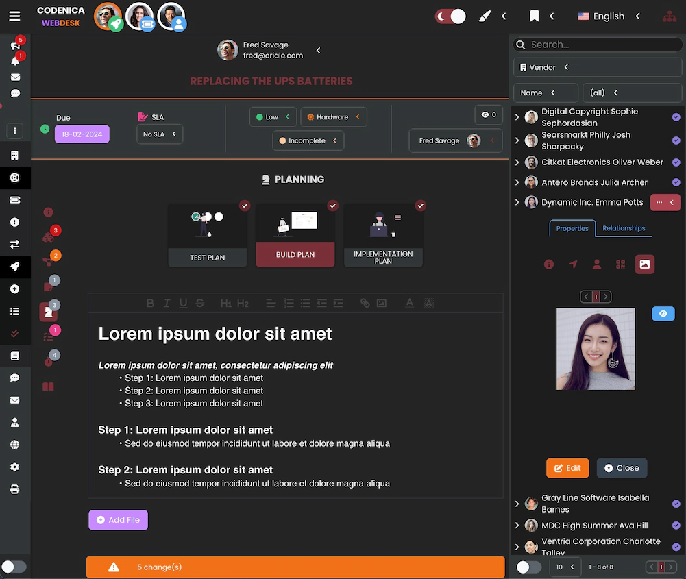 Screenshot depicting the planning section.