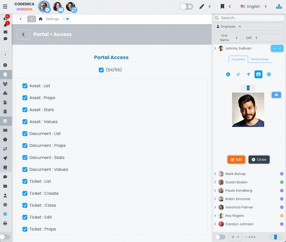 Screenshot showing access settings.