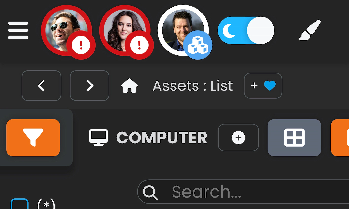 Screenshot showing red avatar borders.