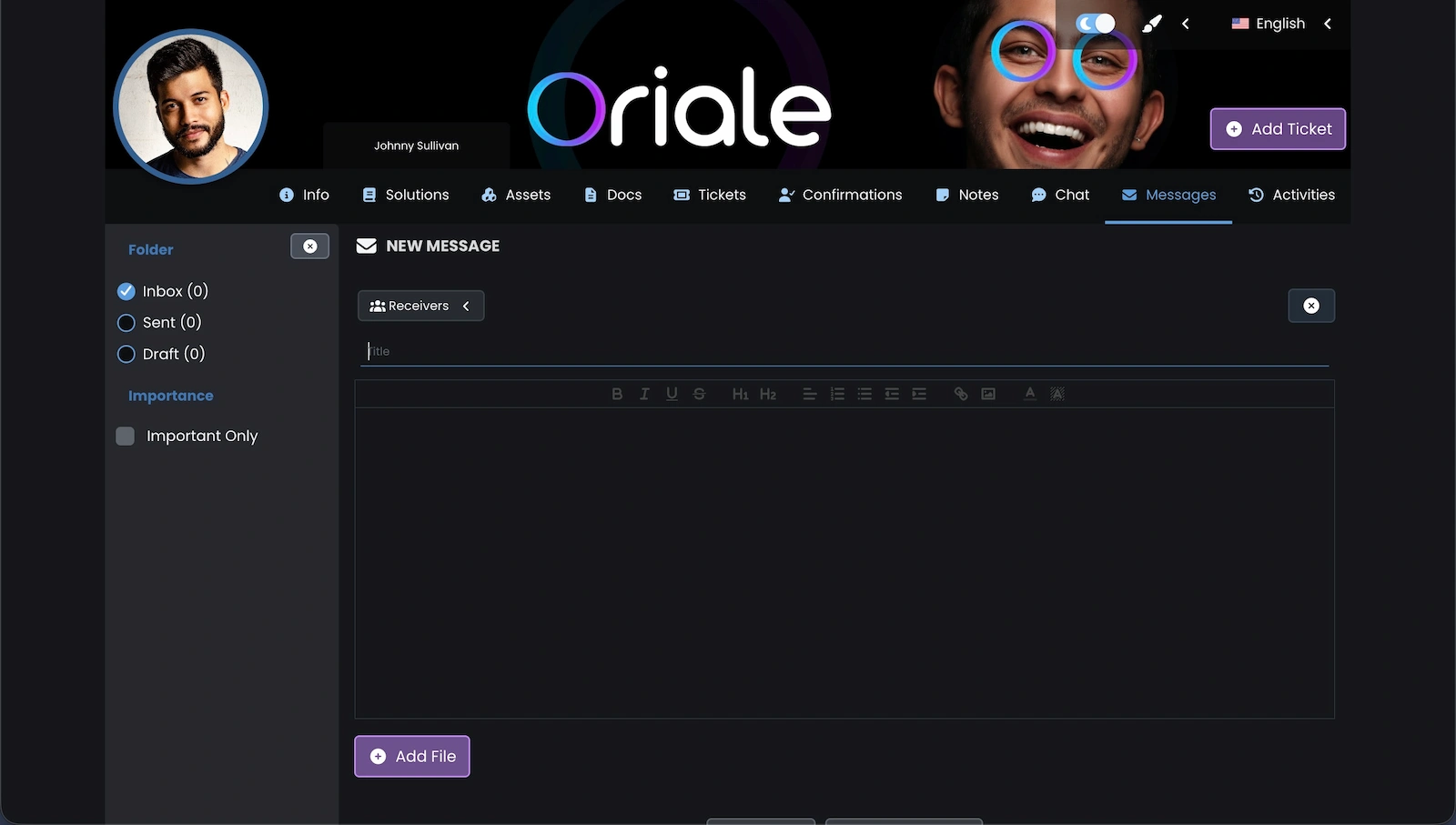 Screenshot showing the Client Portal.