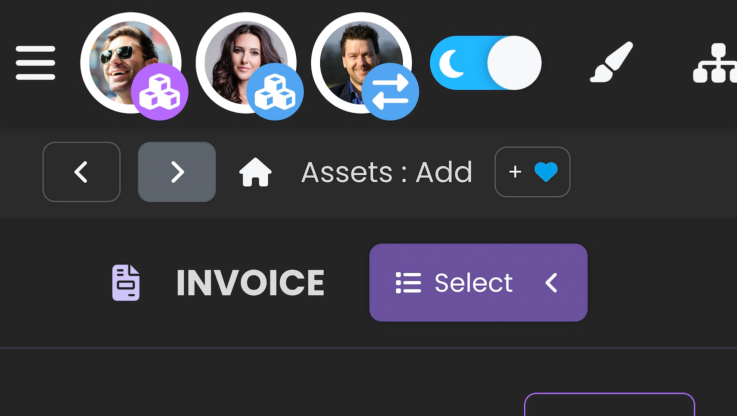 Screenshot showing a purple background next to a user's avatar icon.