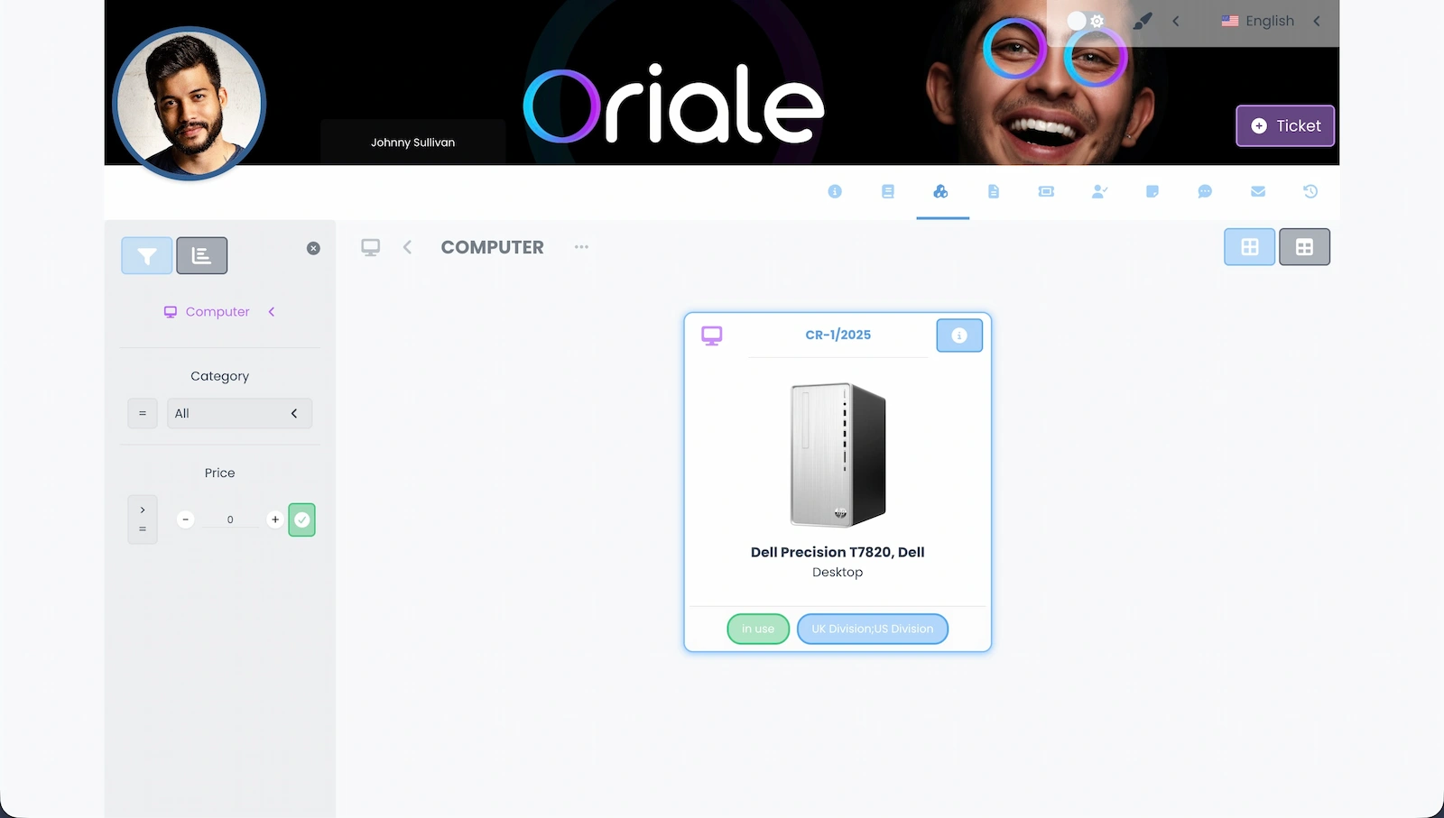 Screenshot showing assigned assets in grid view.