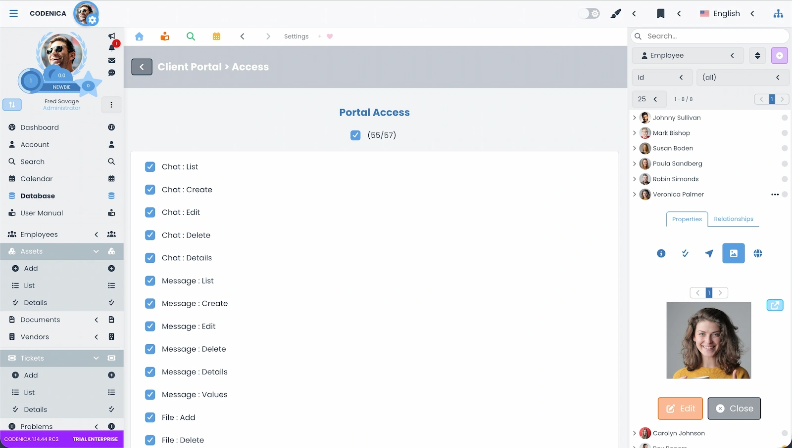 Screenshot showing access settings.
