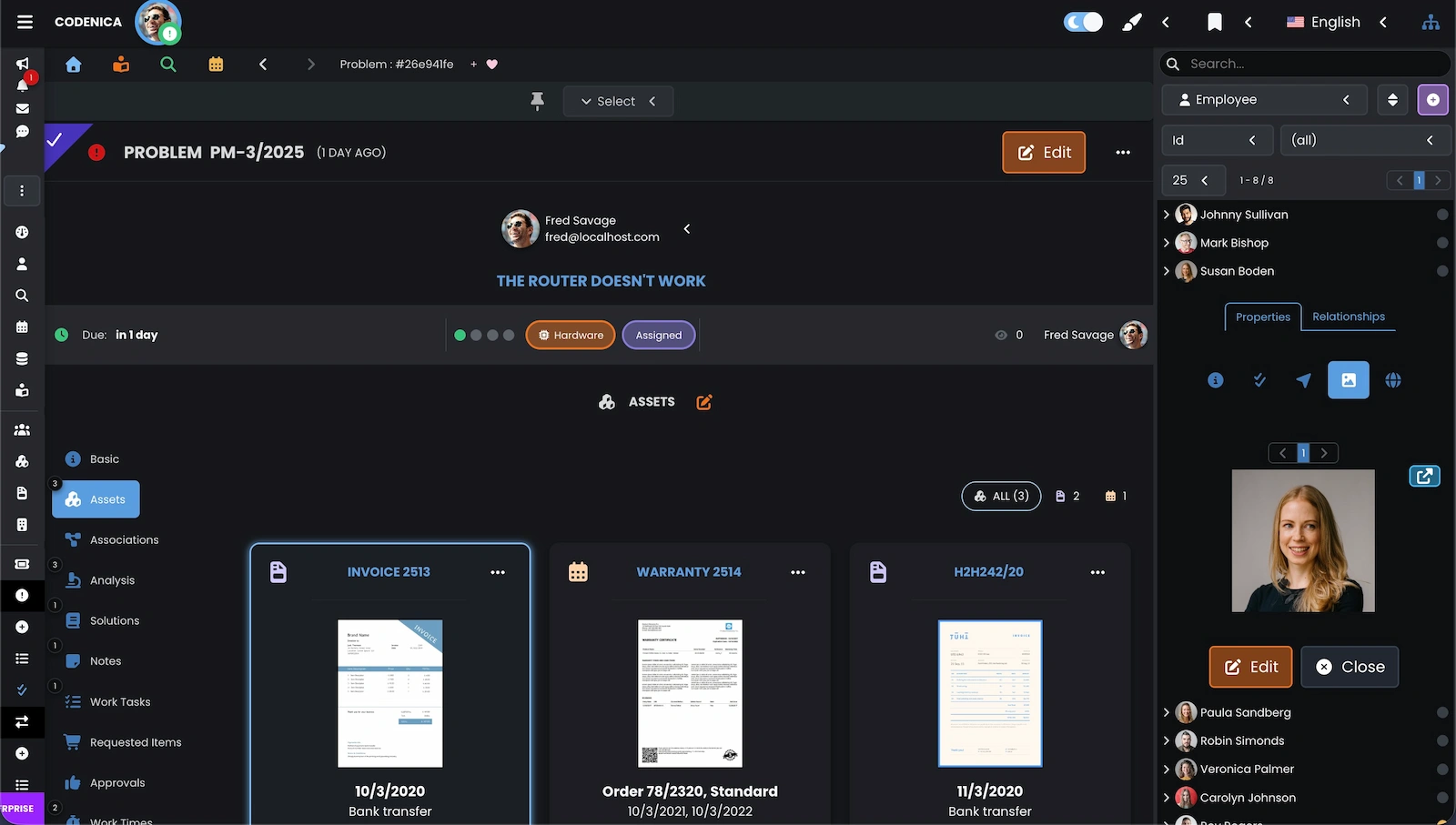 Screenshot showing the linking of documents and assets.