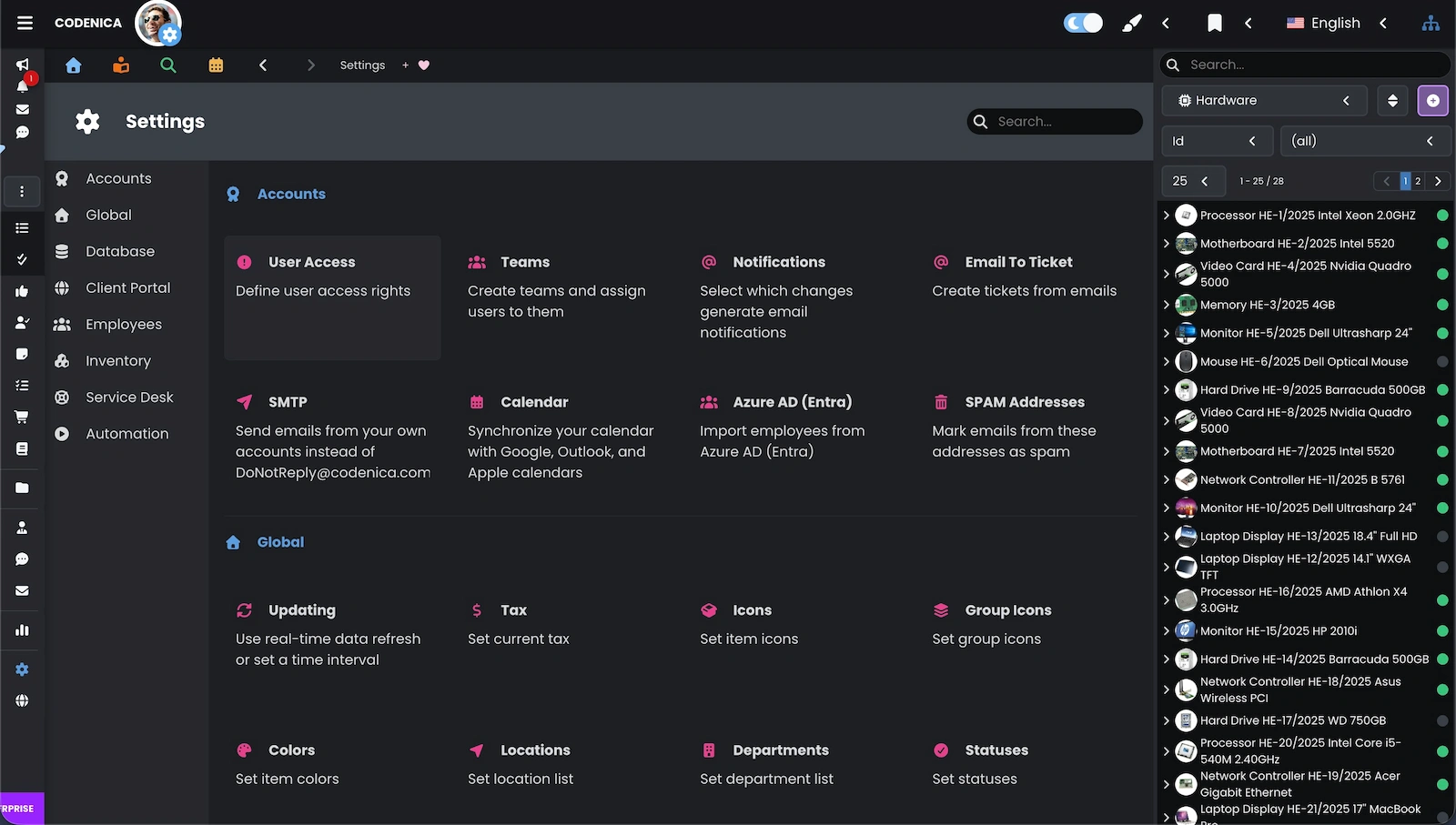 Screenshot showing access settings.