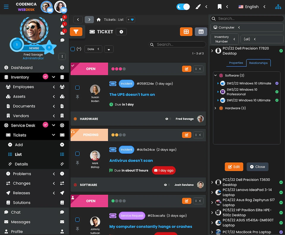 Screenshot from the Codenica software.