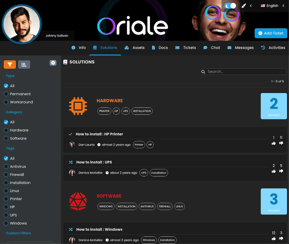 Screenshot showing the knowledge base.