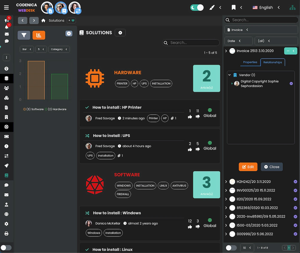 Screenshot showing support articles.