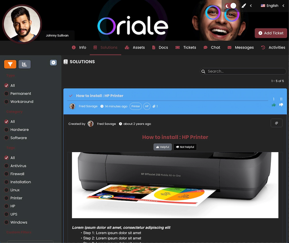 Screenshot of the application showing Client Portal.