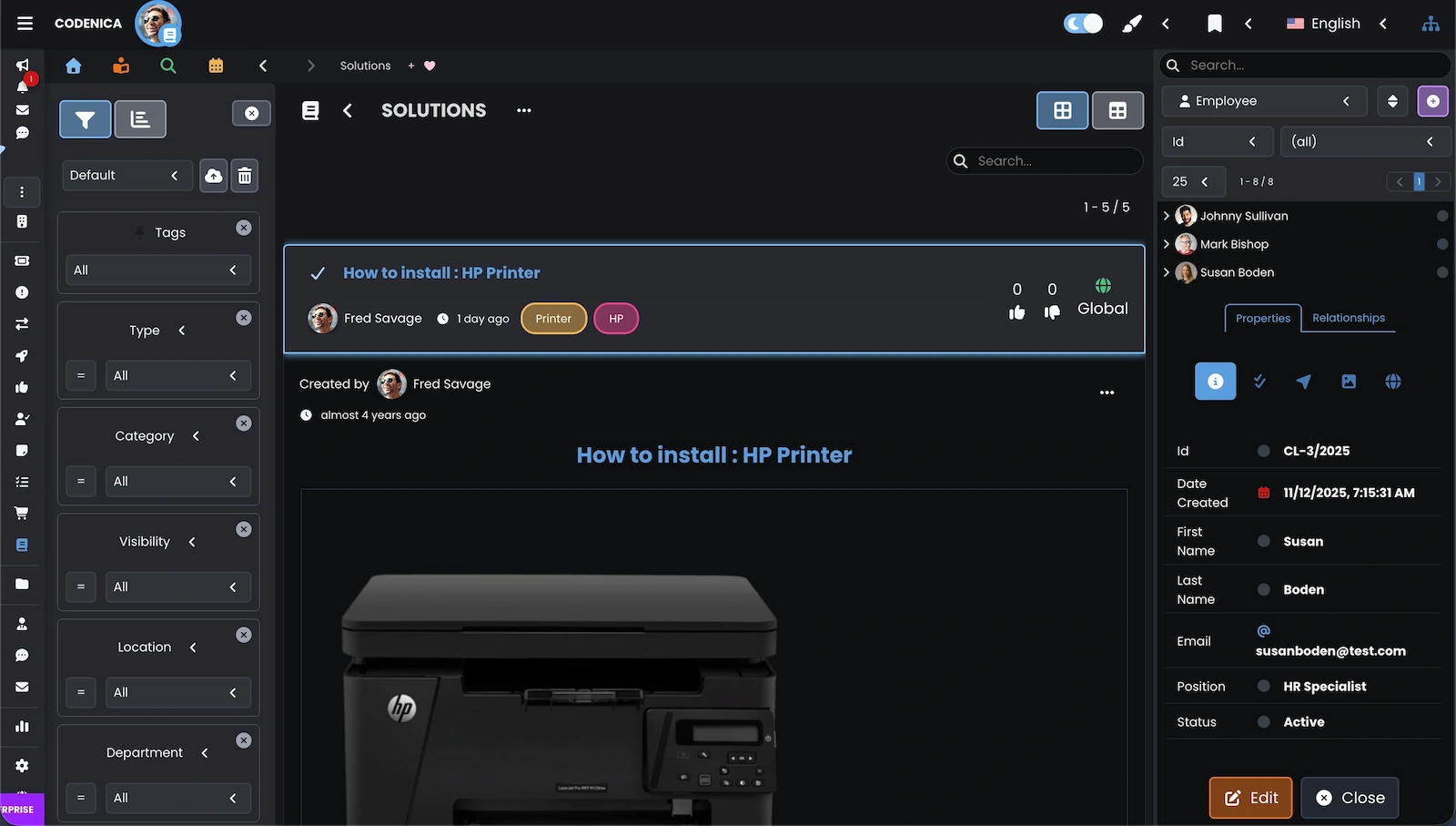 Screenshot showcasing the Knowledge Base.